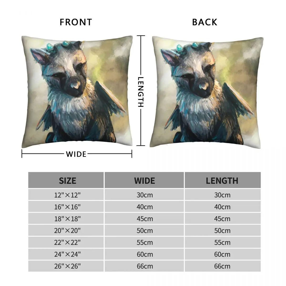 Trico The Last Guardian Pillowcase Polyester Linen Velvet Zip Decor Pillow Case Room Cushion Cover