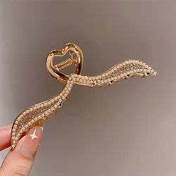 Metal Hair Claws Hair Accessories Chic Heart Pearl Barrettes Hairclips For Women Hairpins Ladies Hairgrip Headwear Girls  Crab