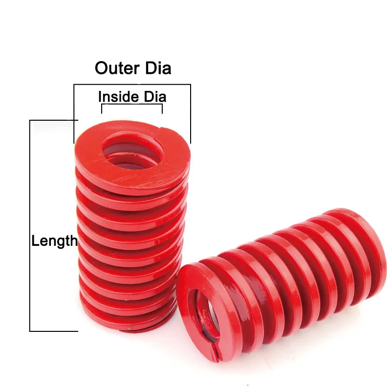 Resorte de compresión de molde de 1 pieza, resortes de estampado de carga media roja, diámetro exterior de 14mm, diámetro interior de 7mm para montaje de Hardware