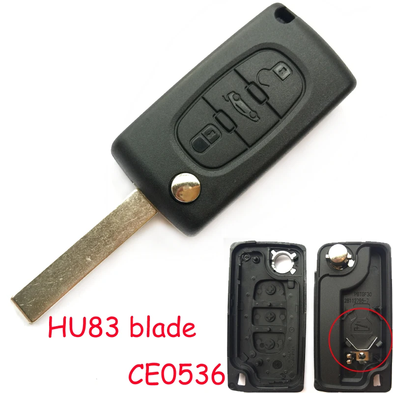 3 button Car Remote key Shell Fob For PEUGEOT 406 407 308 408 307 Partner Flip Folding Key Case Cover CE0536 HU83/VA2 Blade