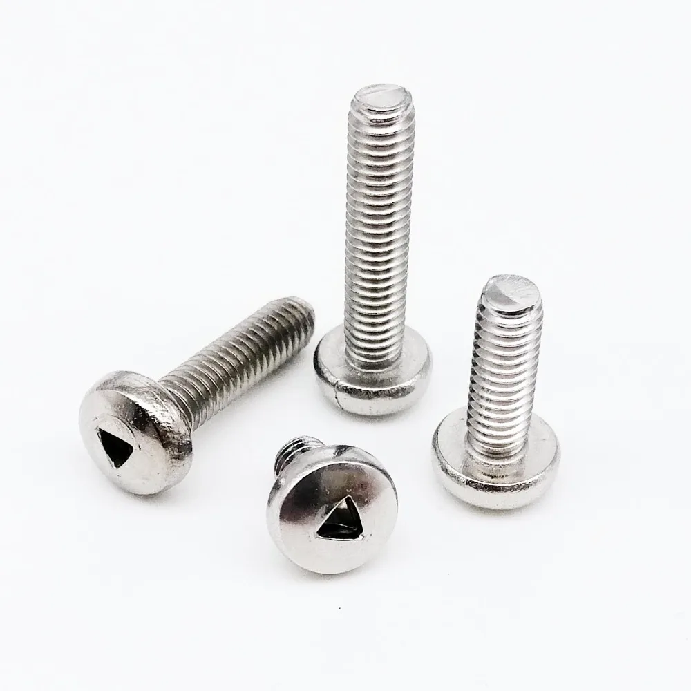HZYUEGOU 10 Stück M2 M3 M4 A2-70 304 Edelstahl Sicherheitsschrauben mit dreieckigem Schlitz, rundem Kopf und flachem Senkkopf – Detail 2