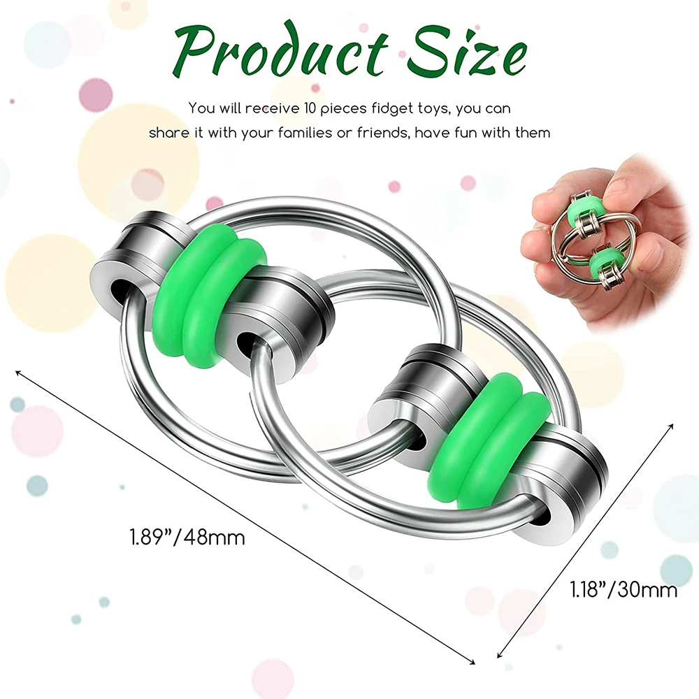 Metal Sliding Puzzle Chain Fidget Toys Bike Chain Finger Ring Interactive Toys for Sensory Autism ADHD Stress Hand Chain Gifts