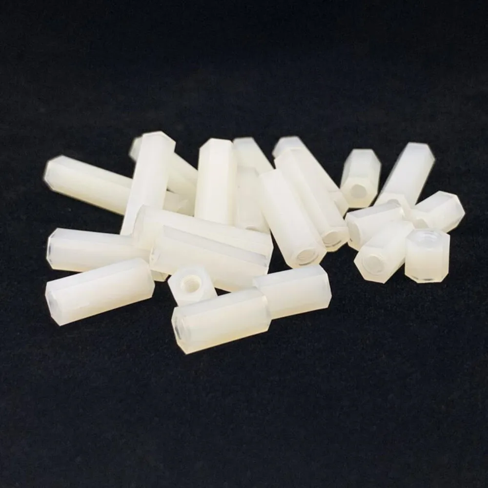 

500PCS/1LOT ID:3xH/4xH Hexagonal Tapped Spacer Flat-Head Double-Pass Plastic Support Nylon Column M3 M4*5 6 7 8 9 10-30MM