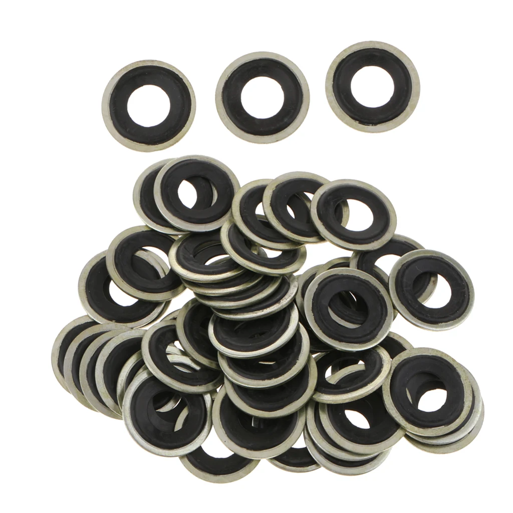 50pcs M14 Oil Drain Plug Crush Washer Gaskets Fits For GM Chevrolet Dorman