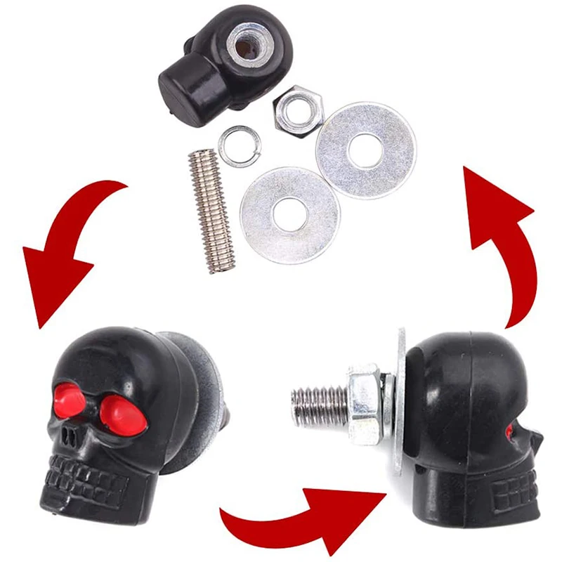 Motorcycle Bolts License Plate Windscreen Fairing Screw 4pcs Black Skull Red Eye Frame Fastener Car ATV Quad Trailer Trucks