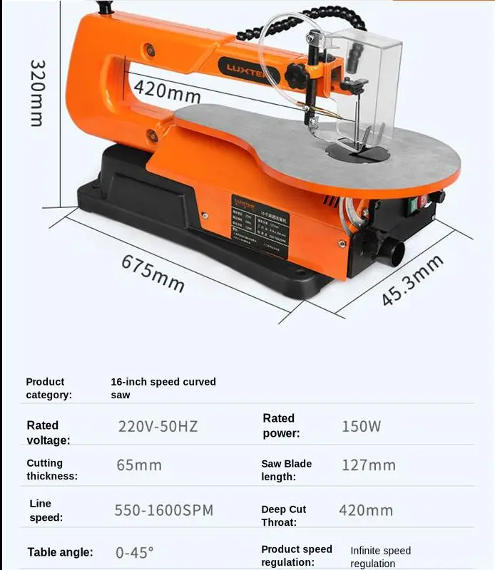 16-inch Bench-type Speed-regulating Curve Saw, Wire Saw, Reciprocating Wire Saw, Electric Saw and Wire Saw Machine  woodworking