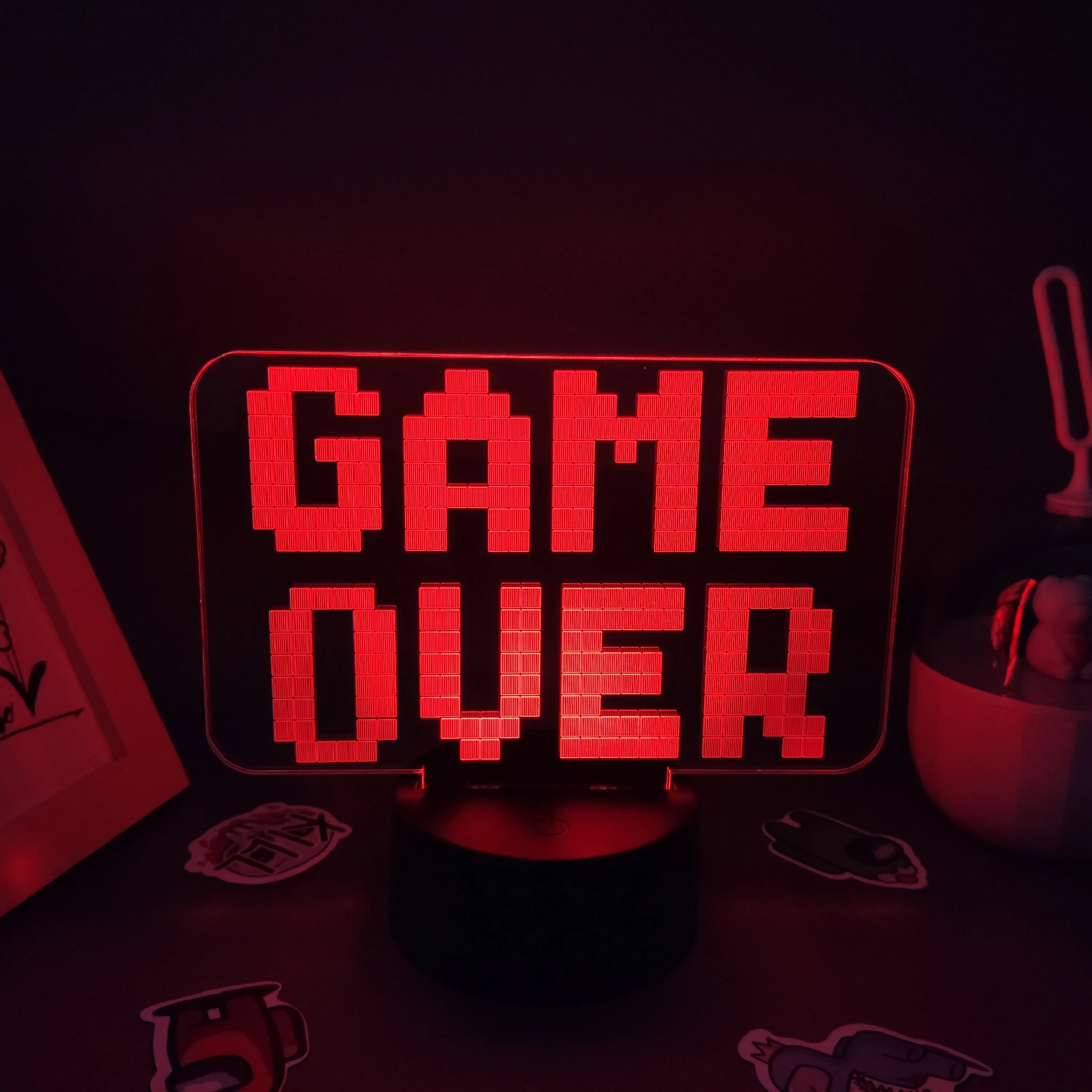 Game Over Neon Lamp 3D Led RGB Illusion USB Night Lights Birthday Cool Gift For Friend Bed Gaming Room Table Colorful Decoration