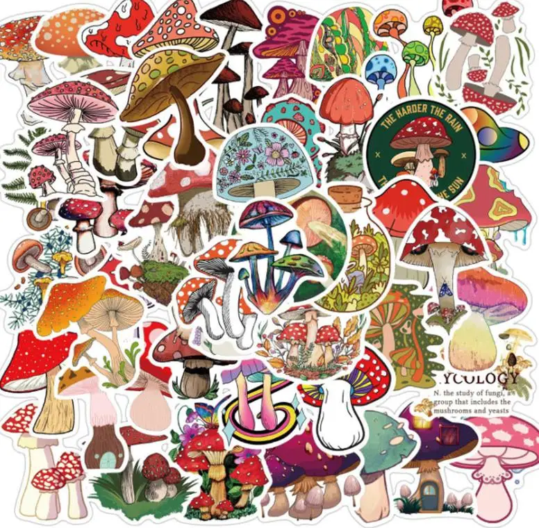 

10/30/50pcs Cute Cartoon Mushrooms Graffiti Waterproof Skateboard Travel Suitcase Phone Laptop Luggage Stickers Diy Kids Girl