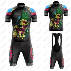 Mexico Men's Cycling Jerse Set MTB  Bicycle Uniform Cycling Jersey 9D Gel cushion Bib Shorts maillot ciclismo hombre Bike Team