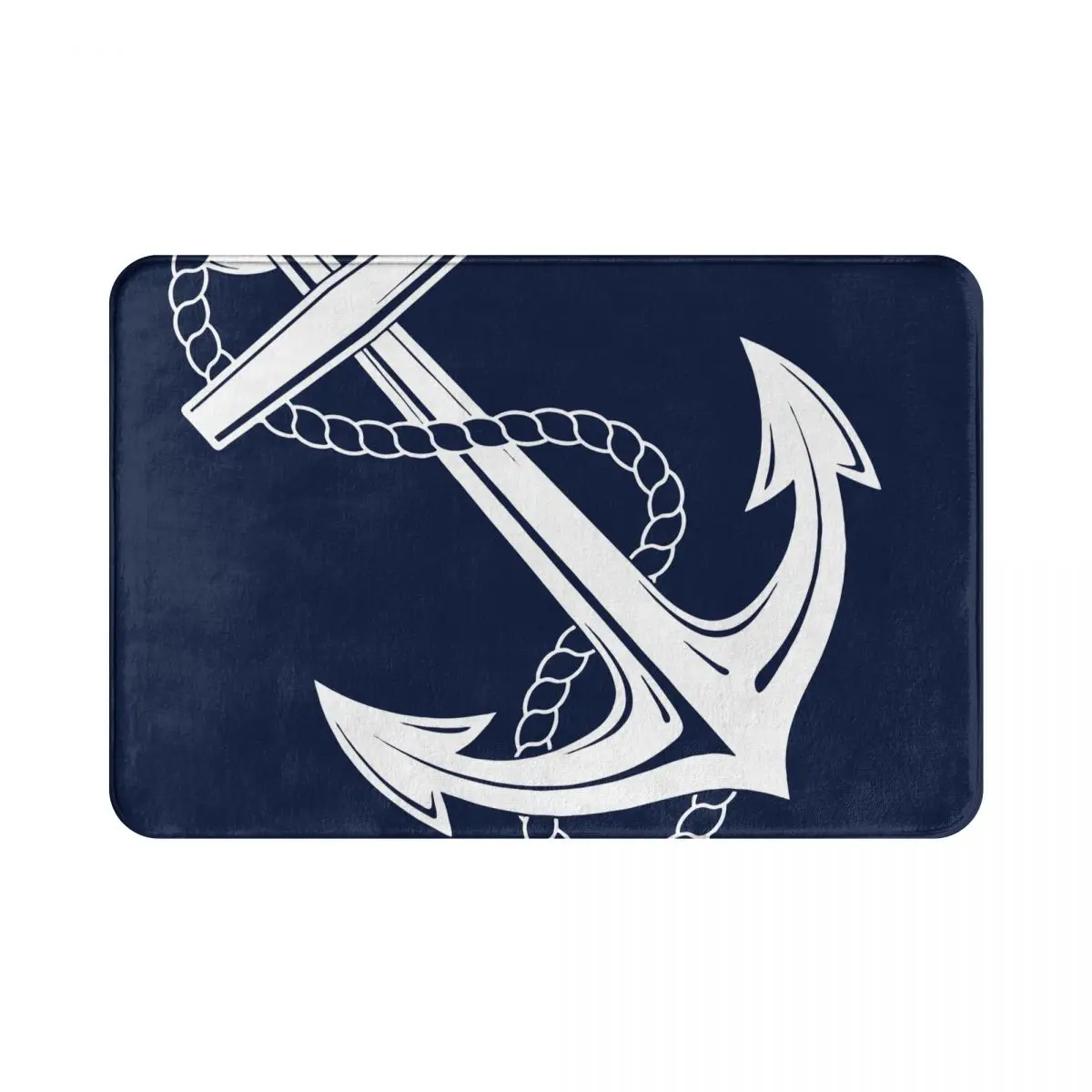 Anchor Nautical White Navy Doormat Rectangle Soft Bathroom Entrance Floor Carpet Home Rug Floor Mat Decor Area Rugs