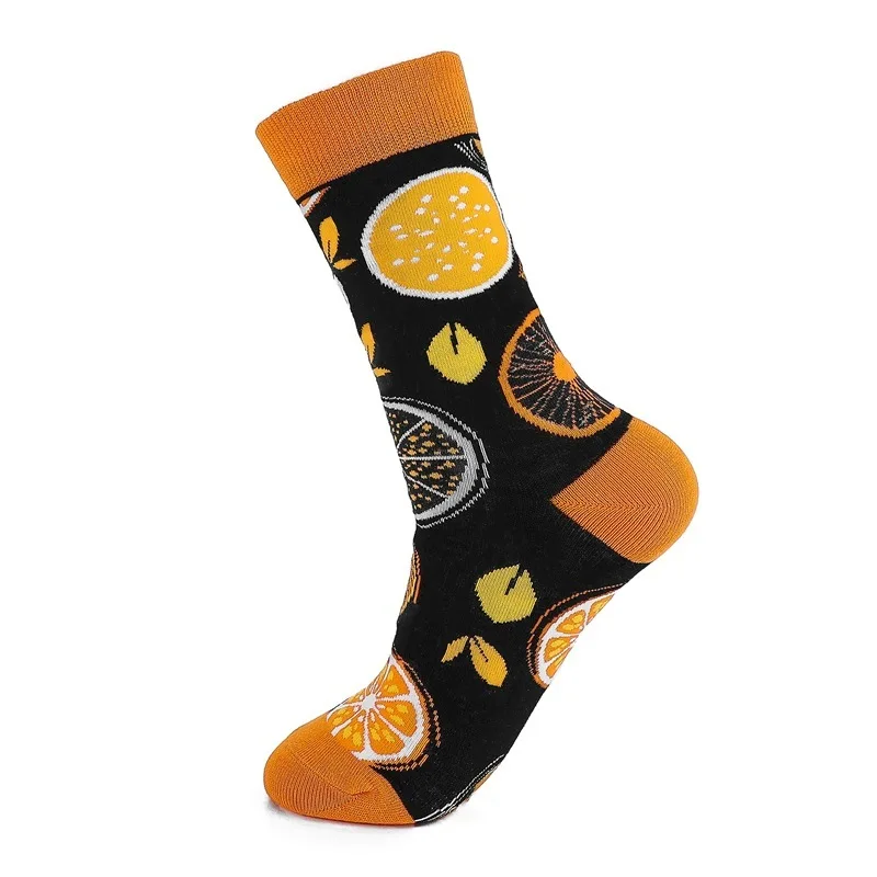 Novelty Harajuku Socks Men Hip Hop Cotton Funny Cartoon Animal Fruit Lemon Printed Socks Gift Christmas Socks For Autumn Winter