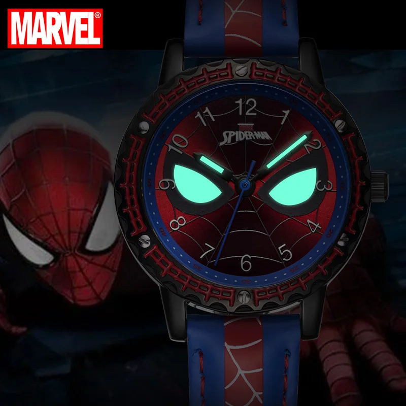 Spider-Reloj de pulsera de cuarzo para hombre y niño, cronógrafo impermeable de Los Vengadores de Marvel, regalo de cumpleaños para niños