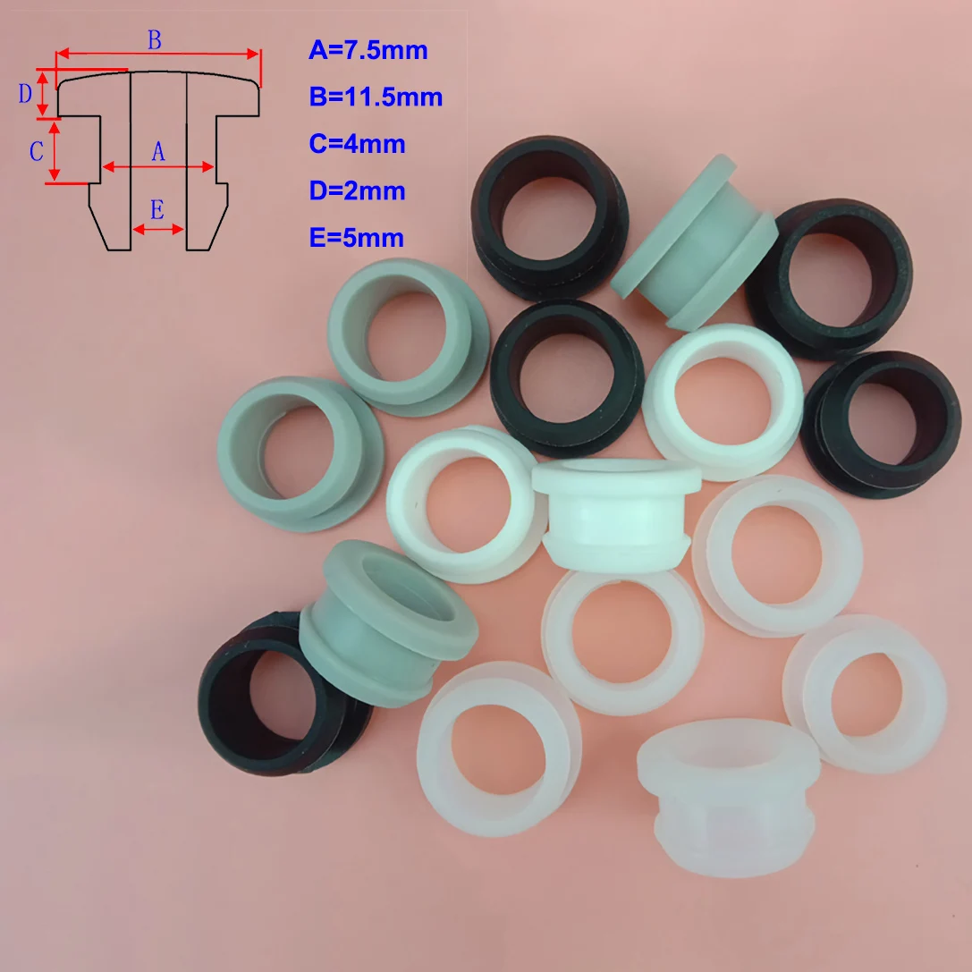 5-100pcs 7.5mm Silicone Rubber Hole Caps Through Hole ID 5mm Plug Cover Snap-on Gasket Grommet Wire Cable Protect Seal Stopper
