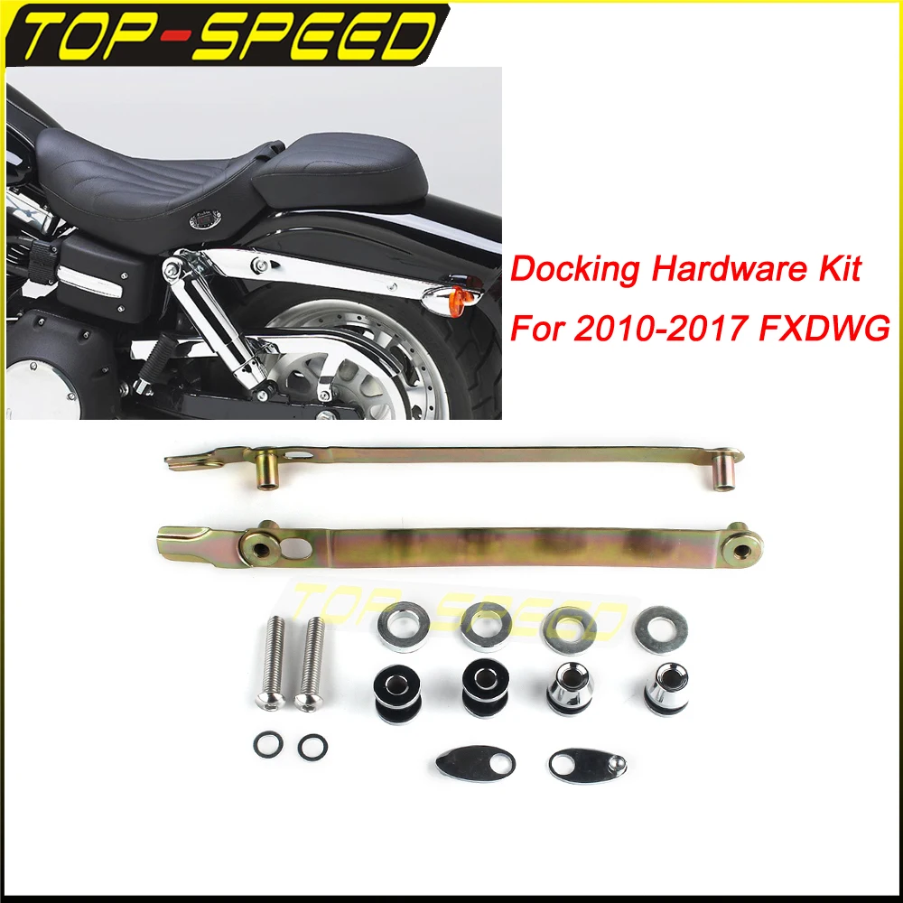 Chrome Docking Hardware Kit For Harley Dyna FXDWG 2010-2017 Backrest Installation Kit Detachables Sissy Bars Racks Mount Bracket