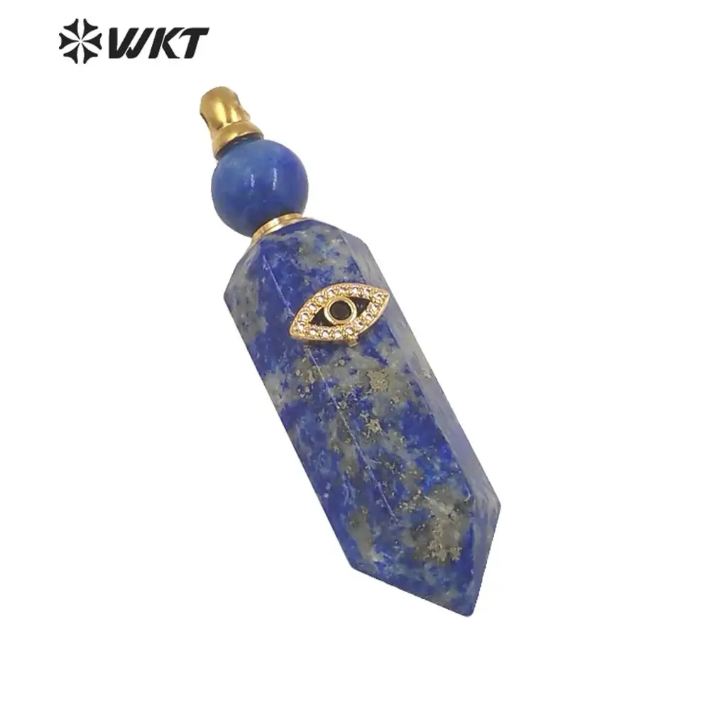 WT-P1603 WKT Natural Stone Perfume Bottle Pendant With Cubic Zironia Eye Charm Colorful Stone Necklace Pendant