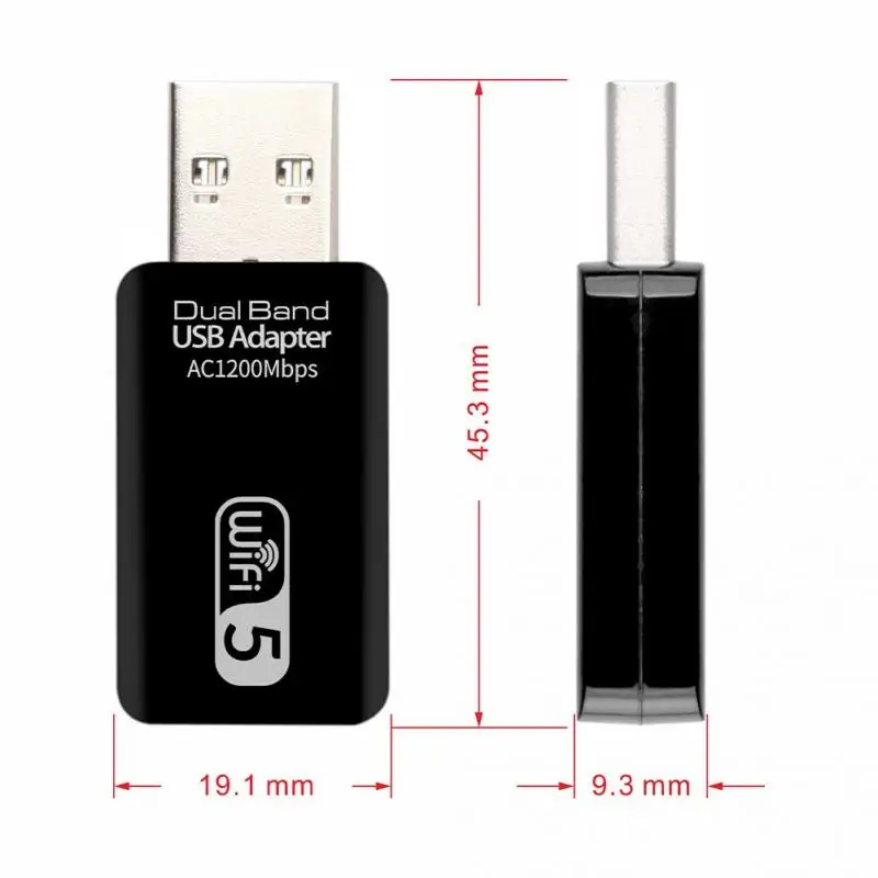 1200M Wireless Network Card 2.4G/5.8G Dual Frequency Wireless Network Card USB3.0 Free Drive Wifi Receiving Transmitter