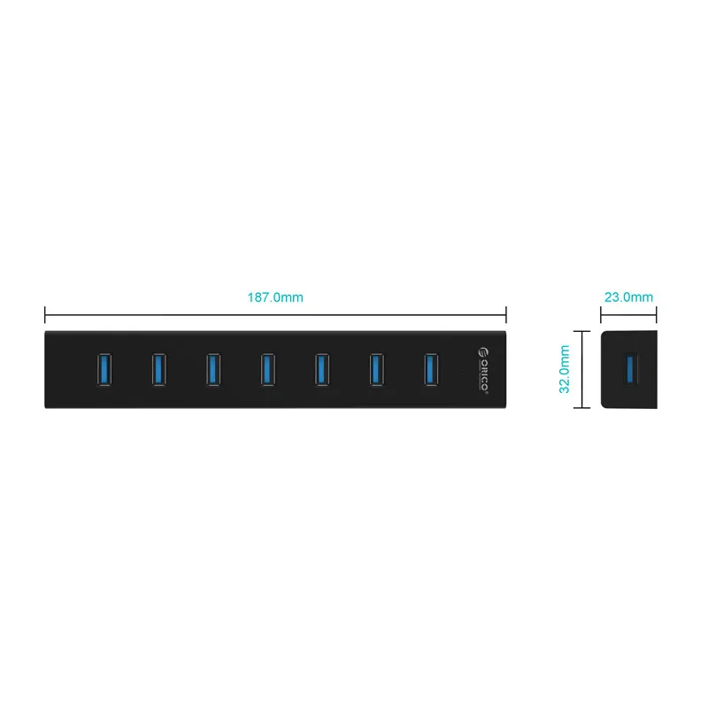 ORICO-concentrador de transmisión de alta velocidad USB 3,0, H7013-U3, con distribuidor de potencia, adecuado para ordenadores portátiles de escritorio