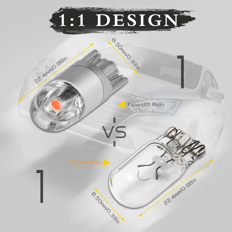 2pcs LED T10 W5W Canbus Bulbs 2SMD 3030 Led car Clearance Light Reading Lights Interior Lights Amber Blue White Green Red Purple