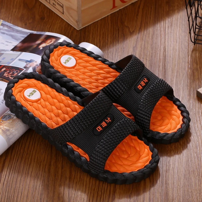 Odor-proof non-slip soft-soled bathroom slippers Korean version casual soft massage indoor outdoor men's slippers bath slippers