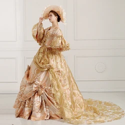 S- XL Champagnes Elegant Royal Female Clothing Costume Medieval Renaissance Princess Victorian Ball Gowns Dress Accept Cutomized