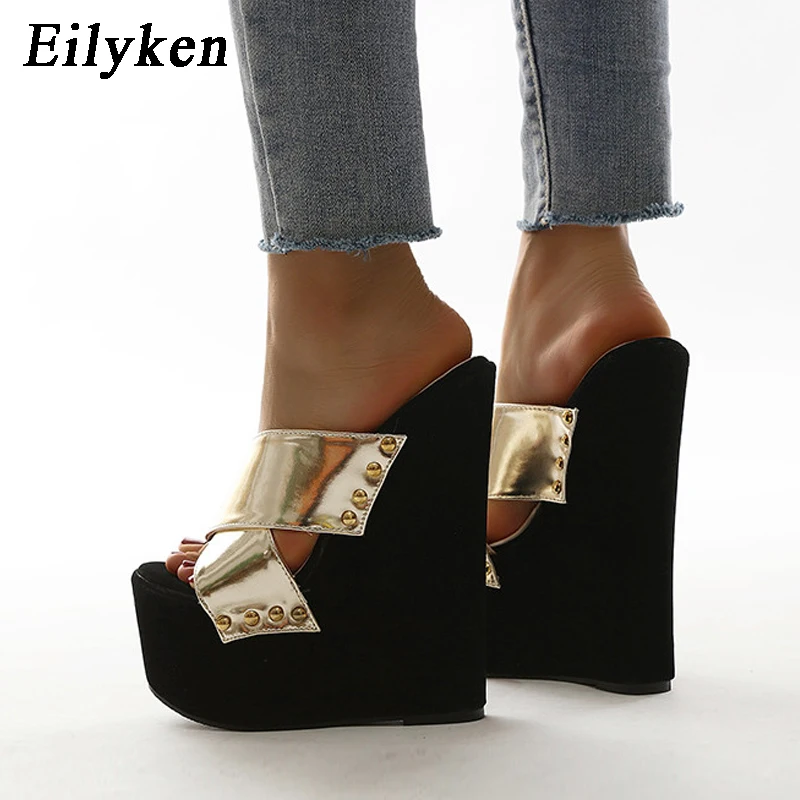 Eilyken Summer Roman Peep Toe Women Platform Wedges Slippers Sandals Fashion High Heels Female Shoes