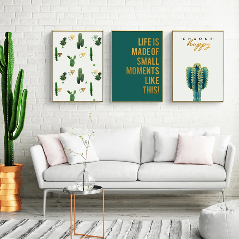 

Green Cactus Wall Art Canvas Painting Wall Decor Posters And Prints Decorative Pictures For Living Room Bedroom