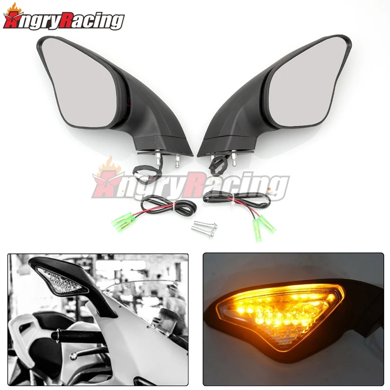 Motorcycle Rear view Mirrors LED Signal Light mirror For Ducati 848 1098 1098S 1098R 1198 1198S 1198R 2007-2012