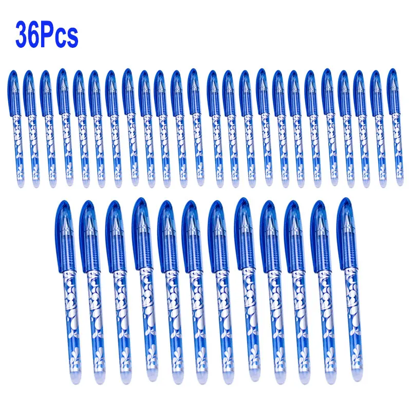 Imagem -05 - Caneta Gel Apagável 0.5 mm Alça Lavável Escritório Escola Escrita Papelaria Azul Tinta Preta Caneta Apagável Recarga Haste 24 Peças 36 Peças 48 Peças