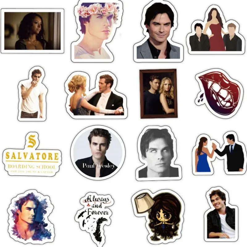 American TV Series Waterproof Adesivos, Horror Vampire Diaries, Graffiti Laptop, Bagagem, Skate, Guitarra, Atacado, 10 Pcs, 30 Pcs, 50 Pcs