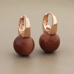 New Dangle Earrings For Women 2022 Hot Sale 12mm Natural Stone Wedding Party Vintage Unusual Earrings Fashion Jewelry