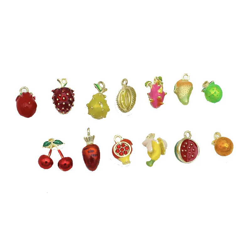 10pcs simulation three-dimensional creative fruit enamel pendant necklace earrings bracelet DIY charm handmade jewelry making