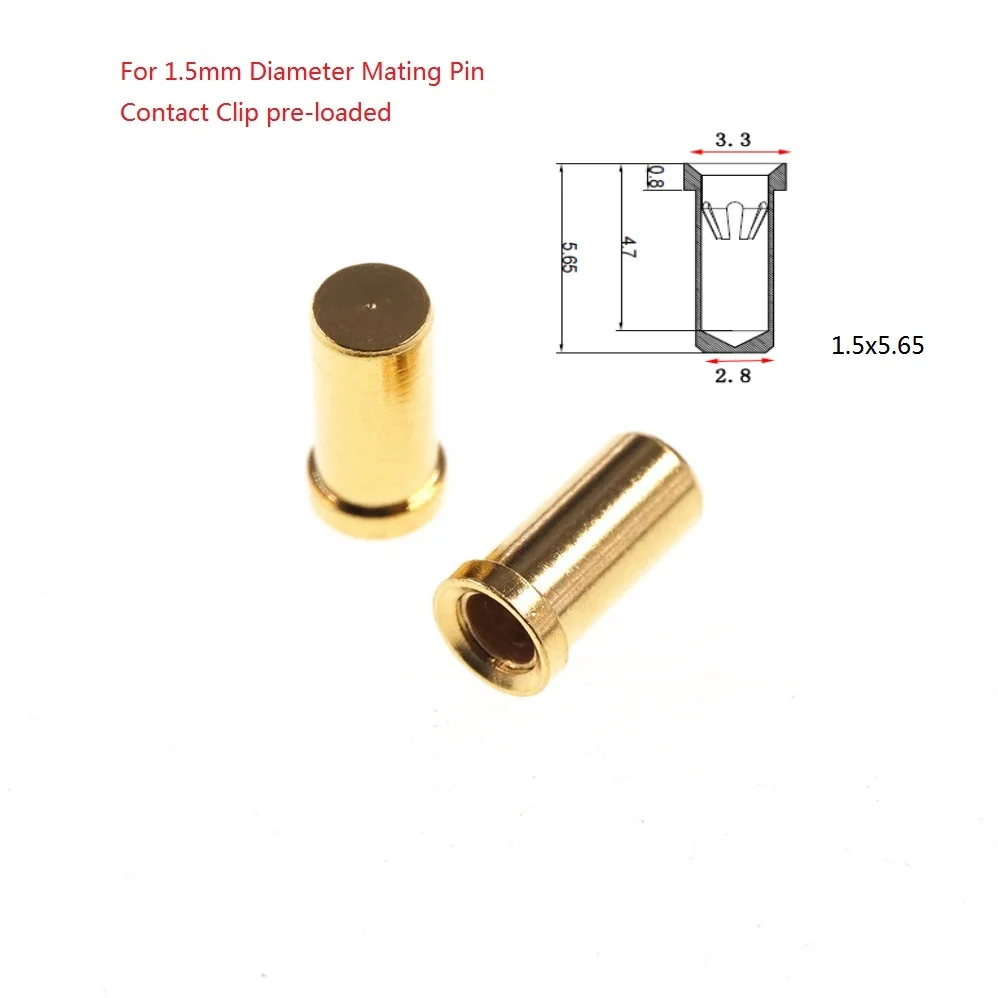 50/200/1000 Pcs PIN Receptacle Contact Clip Loaded To Mate Plug Diameter 0.5 0.8 1.0 1.5 2.0 MM Gold Plated Board