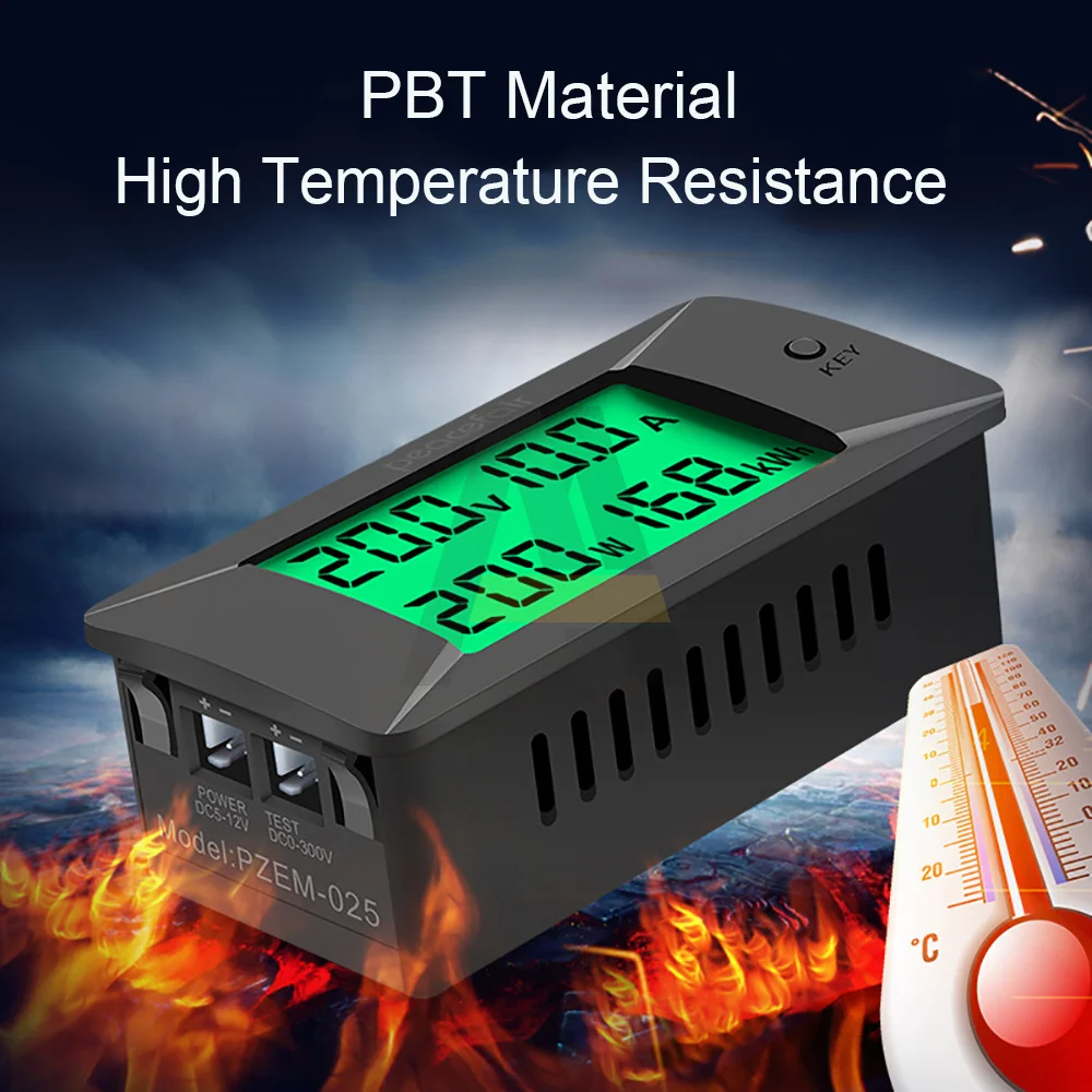 DC 0-300V 300A Voltmeter Ammeter Car Battery Tester 100KWH Electricity Energy Voltage Power Meter Monitor Shunt