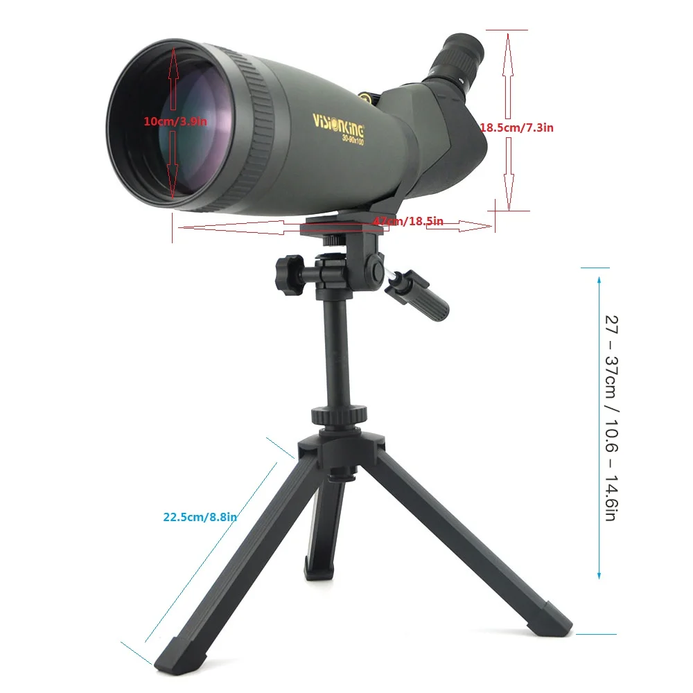 Imagem -02 - Visionking 30-90x100 Bak4 Fmc Spotting Âmbito Impermeável Longo Alcance Monocular Birdvering Camping Equipamento Telescópio w Tripé