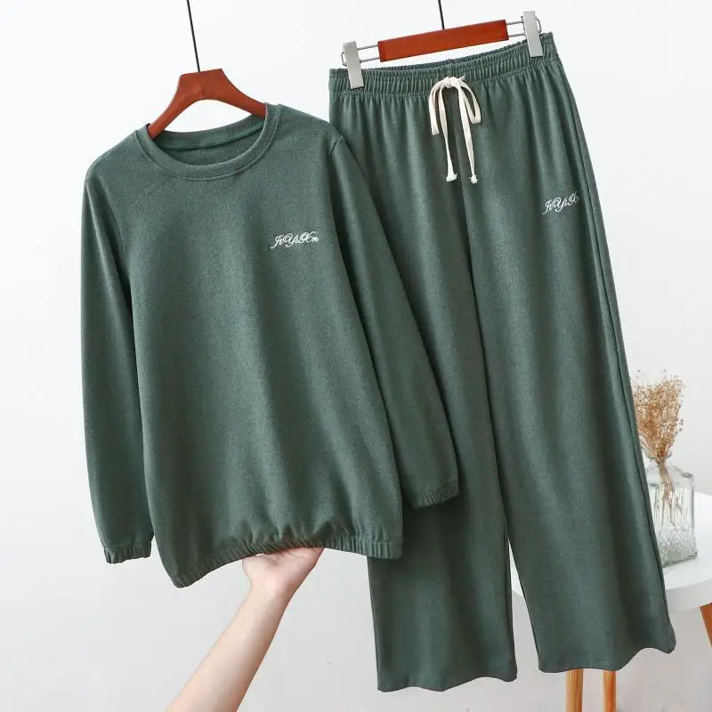 Fdfklak Neue Herbst Winter Warme Nachtwäsche 2 Stück Sets Für frauen Baumwolle Pyjamas Homewear M-XXL Große Größe Pijama Pyjama