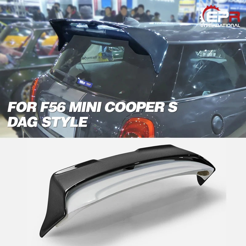 For F56 Mini Cooper S DAG Style Carbon Fiber Rear Wing Roof Spoiler (Base Is Glass Fiber ) 2PCS