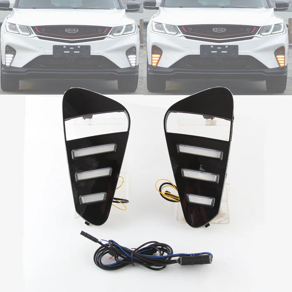 

2 Pieces Turn Signal Yellow DRL Car Led Daytime Running Lights Daylight Nighttime Blue for Geely Coolray (SX11) Binyue 2019 2020