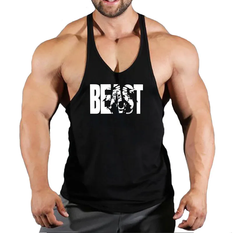 Gym Tank Top Men Fitness Clothing Beast Bodybuilding Tank Tops Summer Stringer Clothes for Male Sleeveless Vest Muscle Shirts