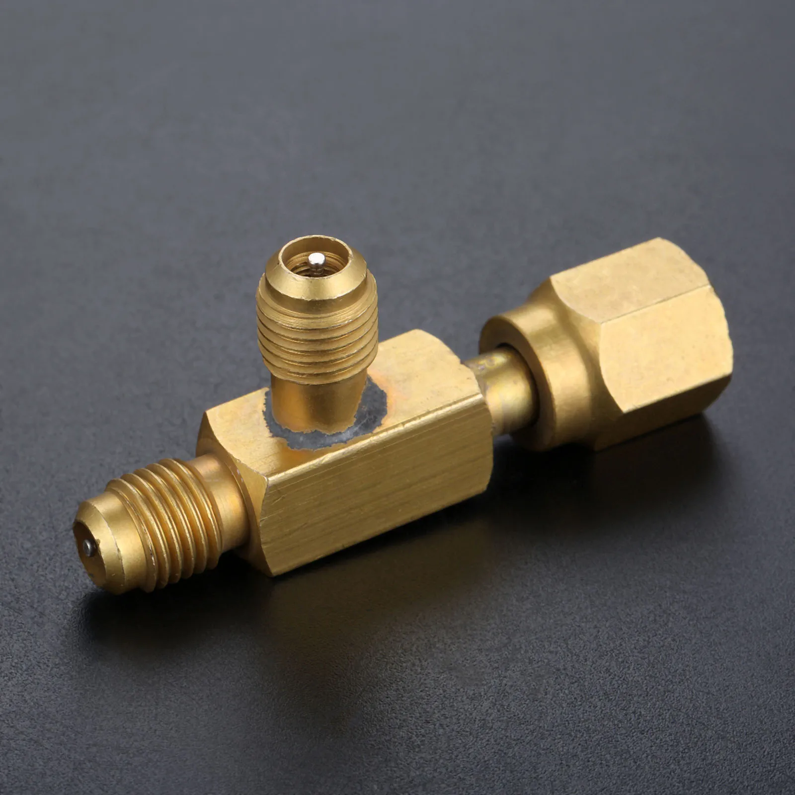 Imagem -06 - Solid Brass Tee Adaptador Conversor Sae Flare Conector Giratório Adicionar Micron Gauge Bomba de Vácuo Profundo Manifold 4