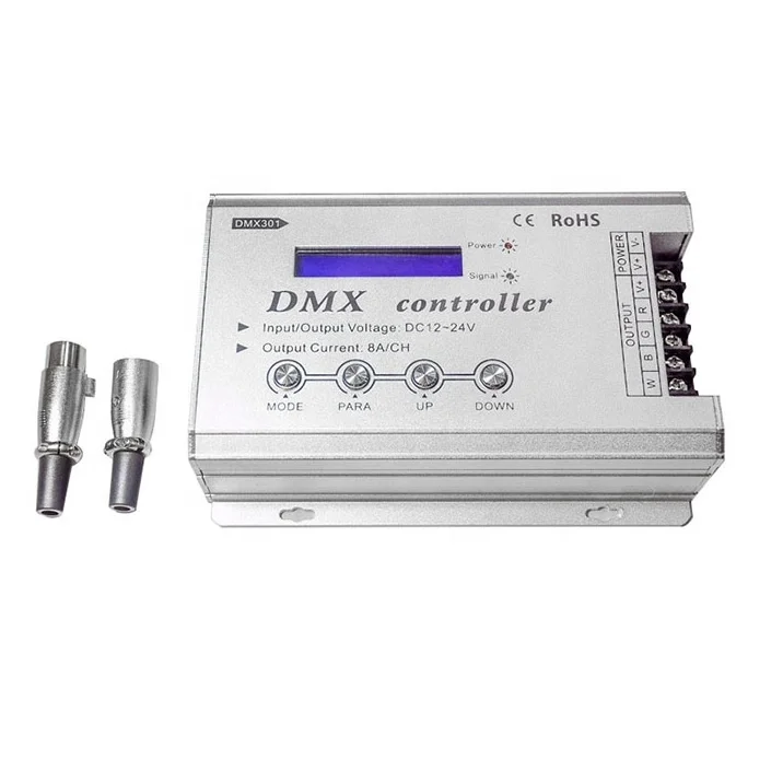 DMX301with LCD screen dmx 512 decoder,DC12-24V input RGB/RGBW constant voltage decoder;,output 3 /4channel,8A/ch