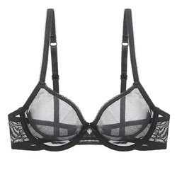 YBCG Sexy Schwarz Frauen Bh Spitze Mesh Sehen Durch Unterwäsche Stretch Hohl Dessous Spitze Solide Weiche Höschen Bhs Für Frauen