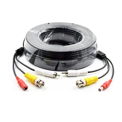 Cable de vídeo Coaxial para cámara de vigilancia, Cable de alimentación de Audio integrado 3 en 1, BNC, RCA, CC, CCTV, transmisión, 5-50M