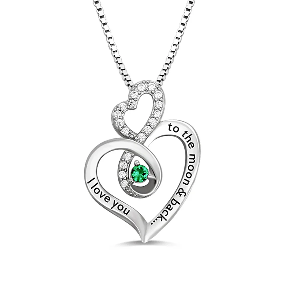 Uonney Dropshipping Custom Infinity Heart Birthstone Necklace Pendant Necklaces Best Valentine's Day Gift Jewelry Accessories