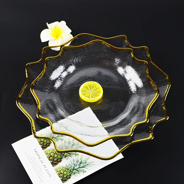 

European glass plate household irregular tableware creative fruit Hotel Western food decoration