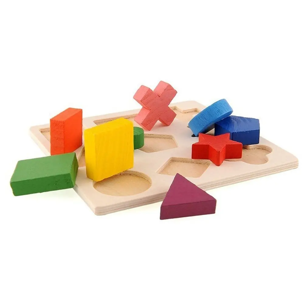 Wooden Geometric Shapes Montessori Puzzle Kids Cognitive Toy Early Preschool Learning Educational Toy For Baby Toddler Children