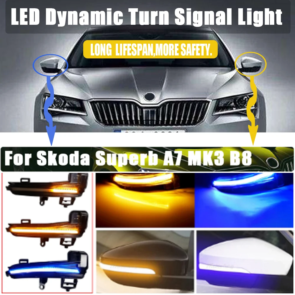 Test i opinie o lampie sygnałowej Rearview Flasher Side Wing Mirror Turn Signal Light dla Skoda Superb A7 Mk3 B8 2016–2019