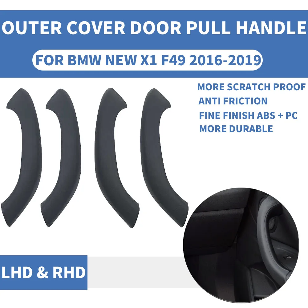 

4 шт./компл. LHD RHD Черная передняя задняя левая/правая внутренняя дверная ручка автомобиля внутренняя Натяжная внешняя отделка Крышка для BMW X1 X2 F48 F49 F39