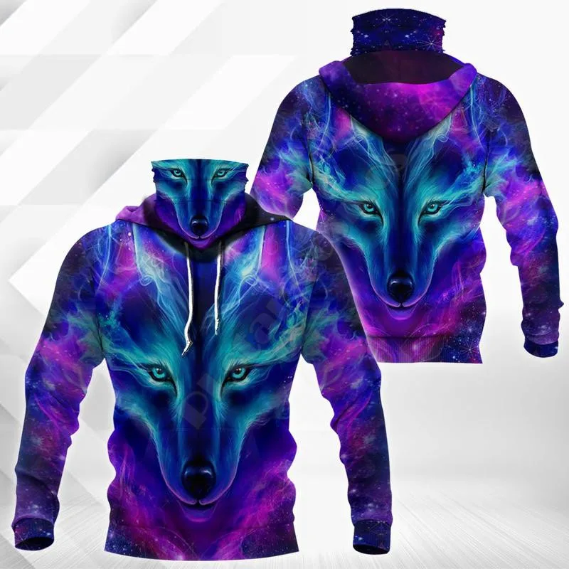 Galaxy Wolf 3D Printed Hoodies Harajuku Fashion Sweatshirt Women Men Casual Pullover Funny Animal Hoodie Mask Warm Drop Shipping