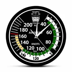 Airspeed Indicator Wall Clock For Pilot Home Décor Airplane Instrument Silent Swept Clock Aviator Mancave Artwork Timepieces