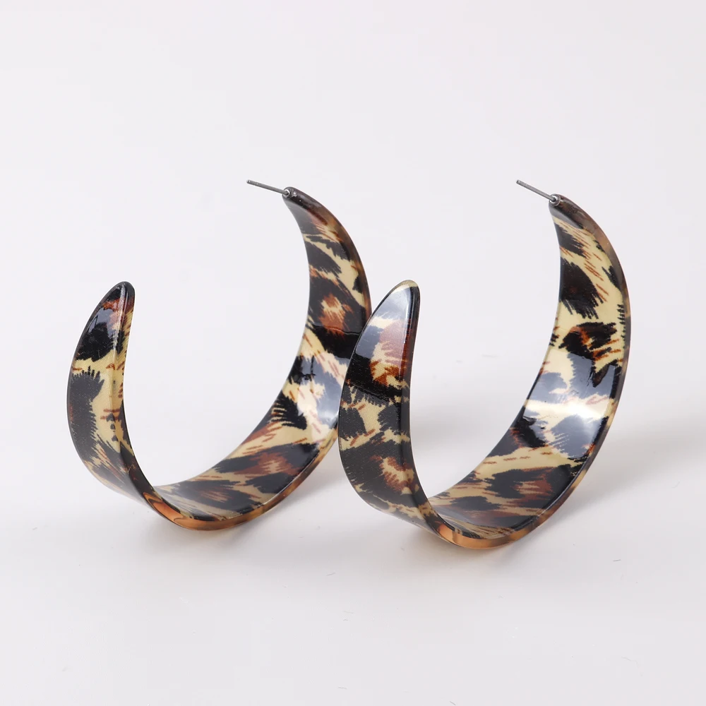FishSheep Vintage Geometric Acrylic Long Drop Earrings Tortoiseshell Irregular Leopard Color Dangle Earring Women Party Jewelry